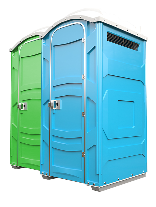 Green and blue portable toilet product cutout photo